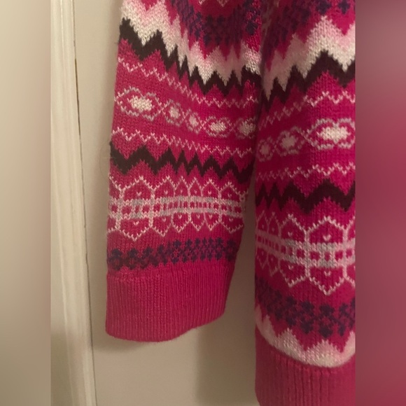 Talbots Pink Fair Isle Button Front Cardigan Size 1X Petite - Picture 3 of 12